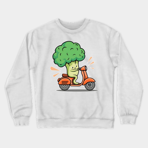 Scoot Your Way to Fun: Groovy Broccoli in Green and Orange Crewneck Sweatshirt by PopArtyParty